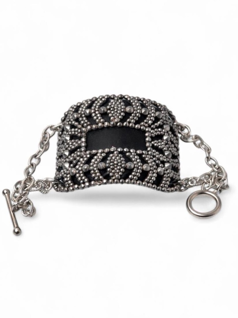 Antique Victorian Cut Steel Shoe Buckle Bracelet Silver - Picture 2 of 7